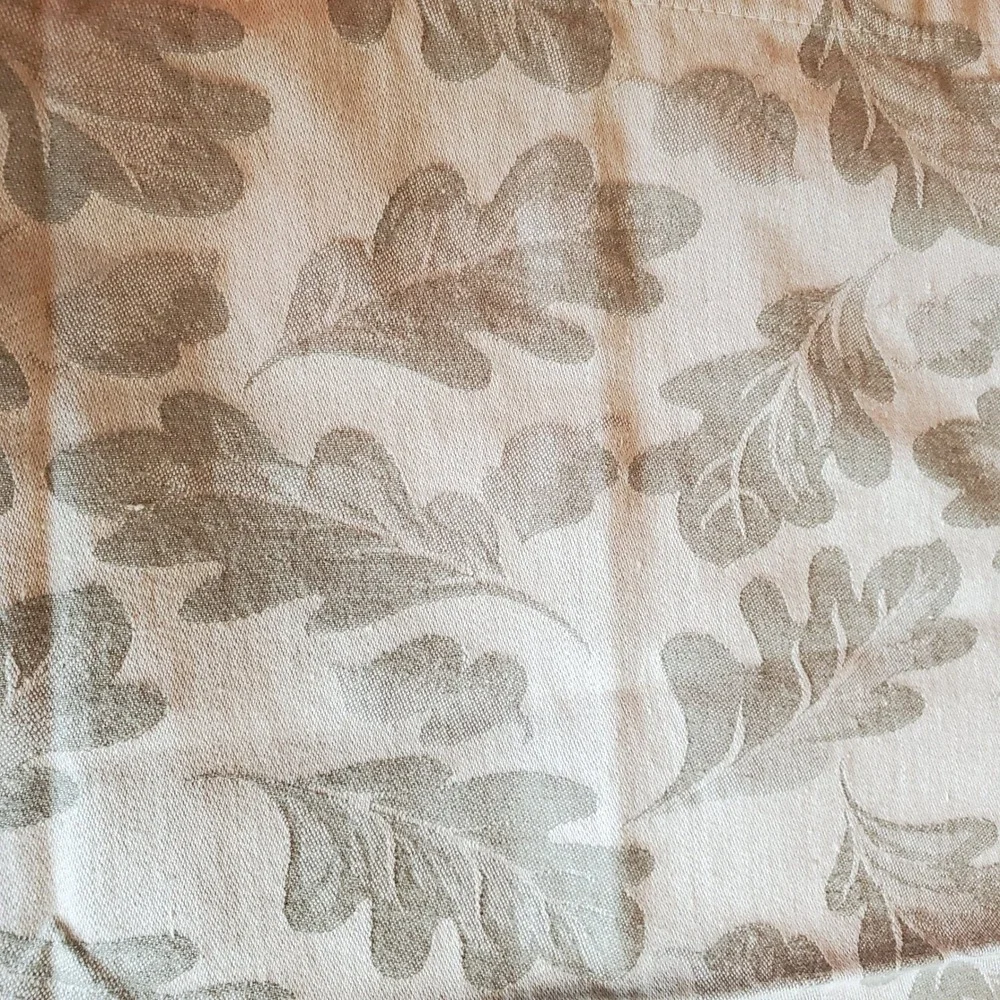 Pottery Barn Oak Leaf Cotton Cloth Napkins Set of 3 Sage Green Cream Jacquard